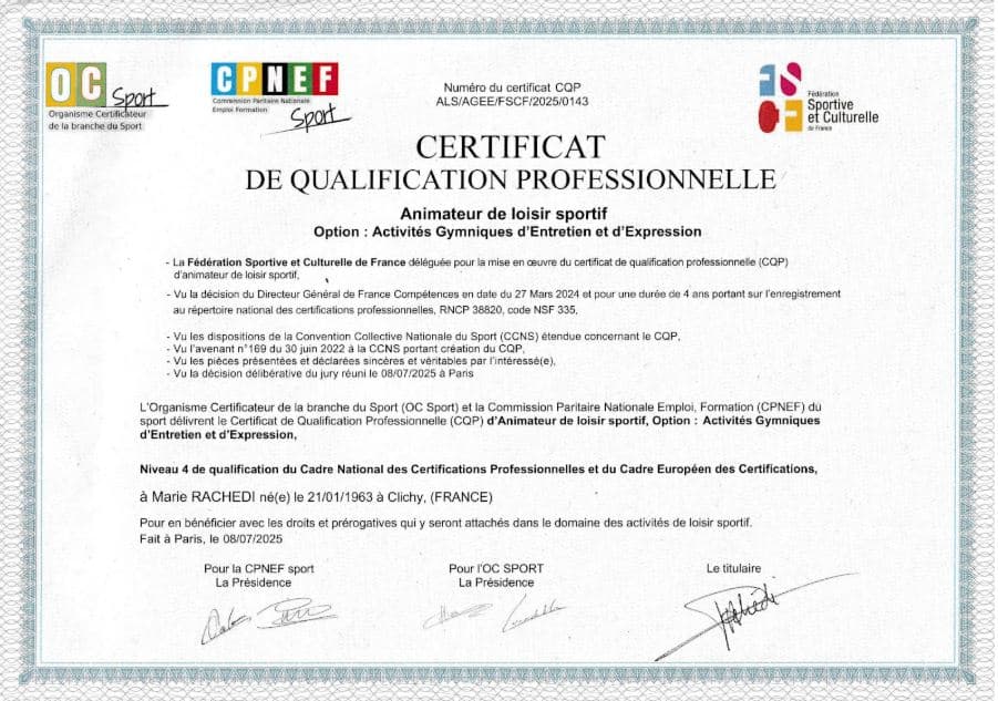 CQP Animateur de loisir sportif — CPNEF